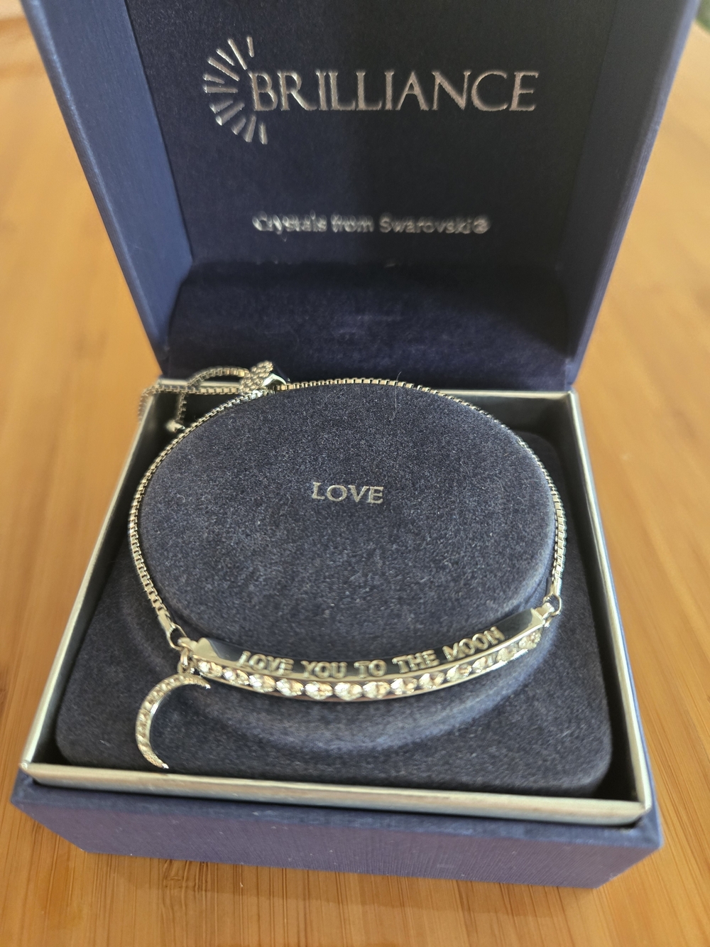 Kohl's Silver-Tone 'Love You to the Moon' Bar Necklace with Crystal Crescent